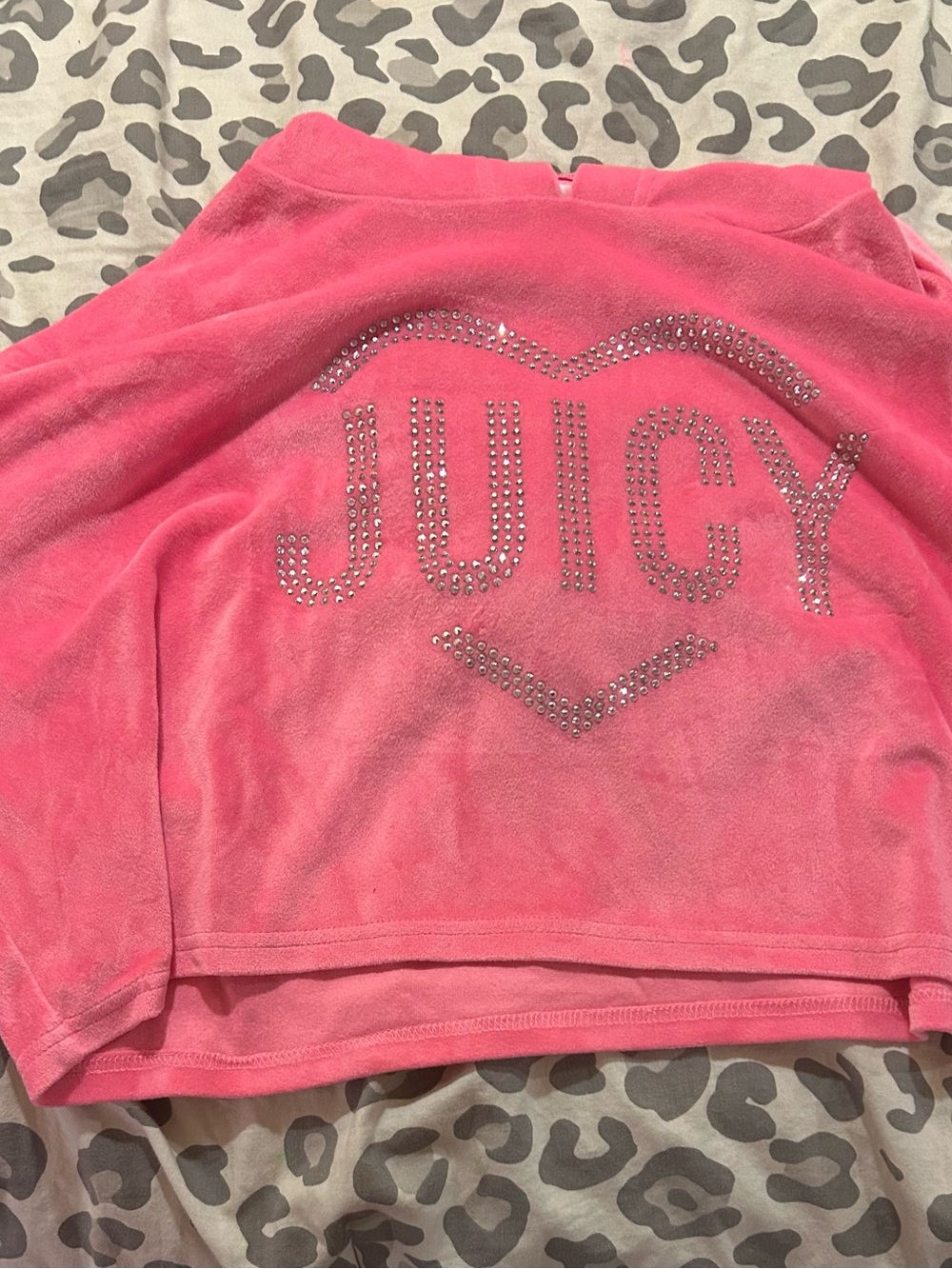 Juicy Couture Hot Pink Velour Logo Jacket with Rhinestones